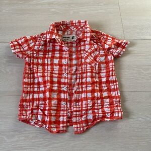 3/$10 Utility Orange & White Button Down
